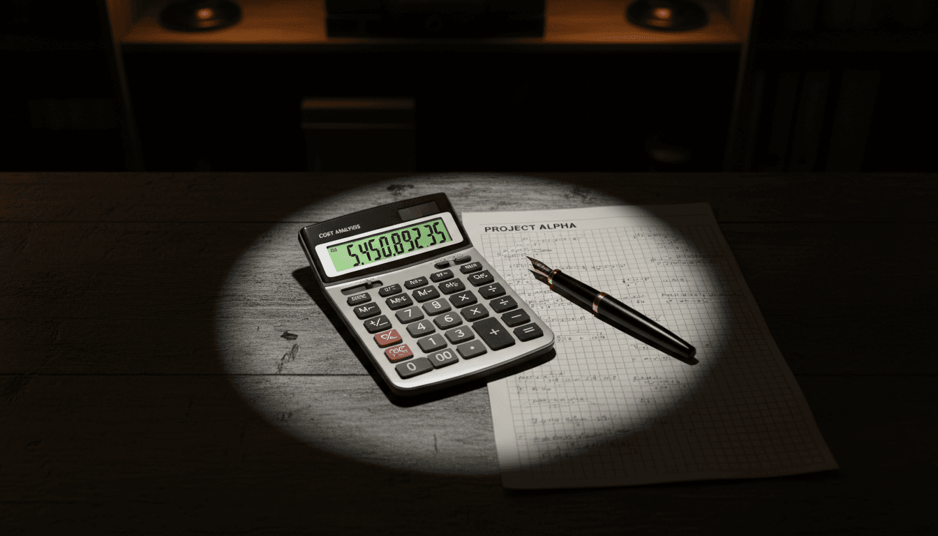 Análise de custos com calculadora e gráficos